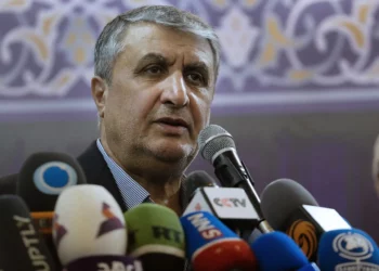 El jefe del departamento de energía atómica de Irán, Mohammad Eslami, habla durante una conferencia de prensa en Teherán, Irán, el 12 de diciembre de 2023. (Foto AP/Vahid Salemi)