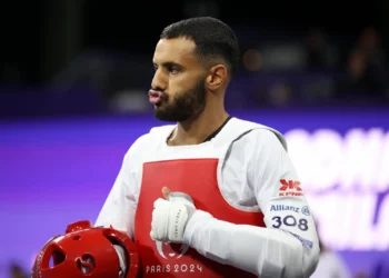 El atleta de taekwondo israelí Adnan Milad compite en los Juegos Paralímpicos de París 2024 el 30 de agosto de 2024. (Keren Isaacson)