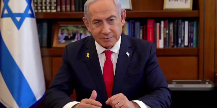 El primer ministro, Benjamin Netanyahu, ofrece una declaración en video el 22 de septiembre de 2024 (captura de pantalla/GPO)