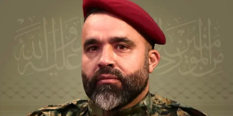 Muhammad Qassem al-Shaer, comandante de Hezbolá, en un cartel publicado después de su muerte en un ataque de las FDI el 10 de septiembre de 2024. (Oficina de prensa de Hezbolá)