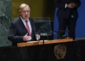 El secretario general de las Naciones Unidas, António Guterres, se dirige a la 79.ª sesión de la Asamblea general de las Naciones Unidas, el martes 24 de septiembre de 2024, en la sede de la ONU. (Foto AP/Julia Demaree Nikhinson).