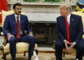 El presidente de Estados Unidos, Donald Trump, se reúne con el emir de Qatar, el jeque Tamim Bin Hamad Al-Thani, en la Oficina Oval de la Casa Blanca, el martes 9 de julio de 2019, en Washington. (Foto AP/Evan Vucci)