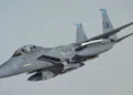 A Lakenheath-based F-15E Strike Eagle forward deployed to the U.S. Central Command (CENTCOM) area of responsibility in 2017 conducting an armed mission as part of Operation Inherent Resolve. (U.S. Air Force photo by Senior Airman Trevor T. McBride)