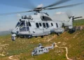 Los dos nuevos helicópteros entregados a la Fuerza Aérea y Espacial francesa. (Crédito de la imagen: Airbus)