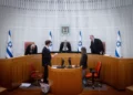 Audiencia judicial sobre la celebración de la oración tradicional de Yom Kippur en un espacio público, en la Corte Suprema de Jerusalén, el 9 de octubre de 2024. (Chaim Goldberg/Flash90)