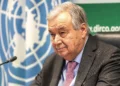 El secretario general de la ONU, Antonio Guterres, durante una visita a Pretoria, Sudáfrica. 11 de diciembre de 2024. (Foto AP/Shiraaz Mohamed)