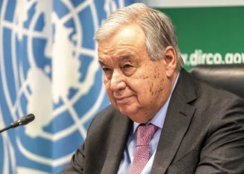 El secretario general de la ONU, Antonio Guterres, durante una visita a Pretoria, Sudáfrica. 11 de diciembre de 2024. (Foto AP/Shiraaz Mohamed)