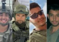 Soldados muertos en Beit Janún, en el norte de Gaza, el 11 de enero de 2025: (de izq. a der.) Sargento Yahav Maayan, Sargento Mayor (res.) Alexander Fedorenko, Sargento de Estado Mayor Danila Diakov, Sargento Eliav Astuker. (Foto cortesía)