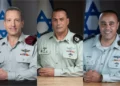 Retratos oficiales del (LR) general de División Amir Baram, el general de División (res.) Eyal Zamir y el general de División Tamir Yadai. (Fuerzas de Defensa de Israel)