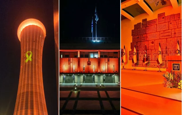 Israel ilumina monumentos en homenaje a la familia Bibas