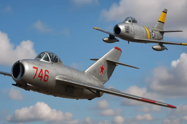 El Mikoyan MiG-15 supera al F-86 Sabre en velocidad