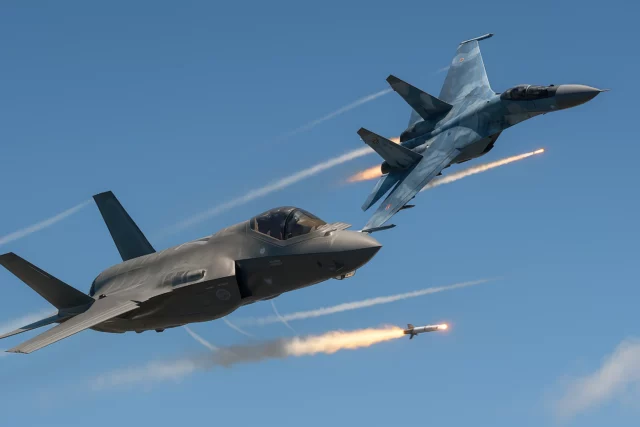 Cómo sería una dogfighter entre un F-35 y un Su-35