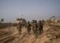 Tropas de la 162.ª División operan en el norte de Gaza, en una foto publicada el 20 de mayo de 2025. (Fuerzas de Defensa de Israel)