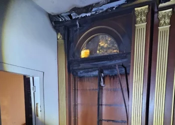 Daños causados por un incendio provocado en la sinagoga Or Habib en Jerusalén, el 8 de junio de 2025. (Policía de Israel)