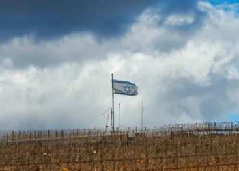 Una bandera israelí ondea en la cima de una colina cerca de la llamada Línea Alfa, que separa el lado israelí de los Altos del Golán de Siria, en la localidad de Majdal Shams, el 13 de diciembre de 2024. (Foto AP/Matias Delacroix)