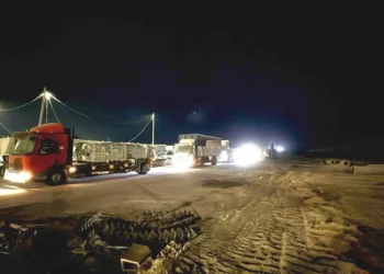 Camiones de ayuda entran al norte de la Franja de Gaza a través del cruce de Zikim, 11 de junio de 2025. (COGAT)