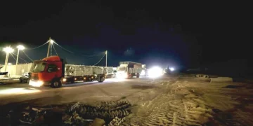 Camiones de ayuda entran al norte de la Franja de Gaza a través del cruce de Zikim, 11 de junio de 2025. (COGAT)
