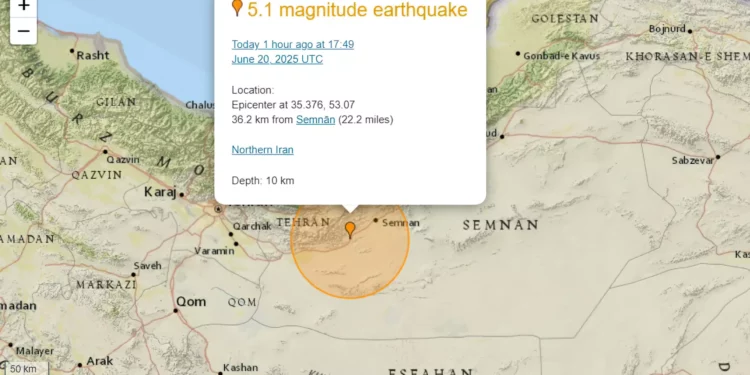 Terremoto de 5,1 sacude el norte de Irán en medio de la guerra con Israel