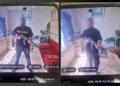 Se ven fotos de dos israelíes drusos sosteniendo un rifle Kalashnikov en un teléfono después de que la pareja fuera detenida mientras presuntamente contrabandeaban el arma a Israel desde Siria, en una combinación de fotos publicada por la policía el 31 de julio de 2025. (Policía de Israel)