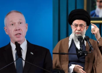 Una imagen compuesta del exministro de Defensa, Yoav Gallant y el líder iraní, el ayatolá Alí Jamenei (AP)