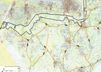 Mapa que muestra los límites actualizados de la zona militar cerrada a lo largo de la frontera con Gaza, según lo estipulado en una orden firmada por el jefe del Comando Sur, mayor general Yaniv Asor, el 2 de julio de 2025. (Fuerzas de Defensa de Israel)