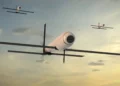 La munición merodeadora Switchblade 600, de la que se puede ver una representación aquí, fue uno de los primeros sistemas adquiridos con la ayuda de la iniciativa Replicator. AeroVironment
