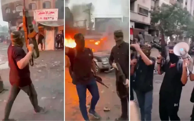 Demostración de fuerza por parte de hombres armados de Hamás en la ciudad de Gaza