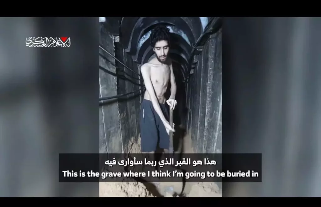 Hamás obliga a rehén Evyatar David a cavar su tumba en nuevo vídeo