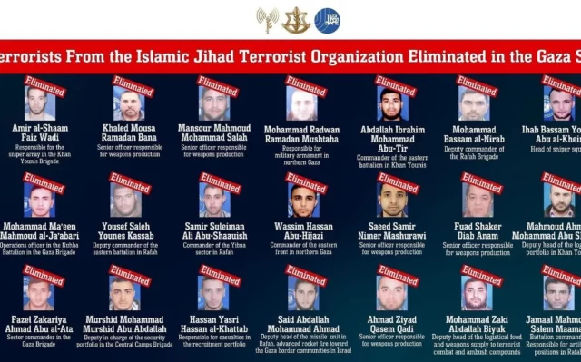 21 miembros clave de la Yihad Islámica eliminados en Gaza