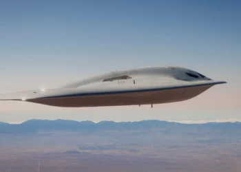 El segundo B-21 en vuelo en su camino a Edwards AFB. (Crédito de la imagen: Fuerza Aérea de EE. UU.)