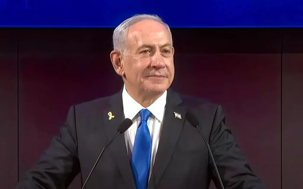 El primer ministro Benjamin Netanyahu habla en Jerusalén el 9 de septiembre de 2025 (Captura de pantalla/GPO) 