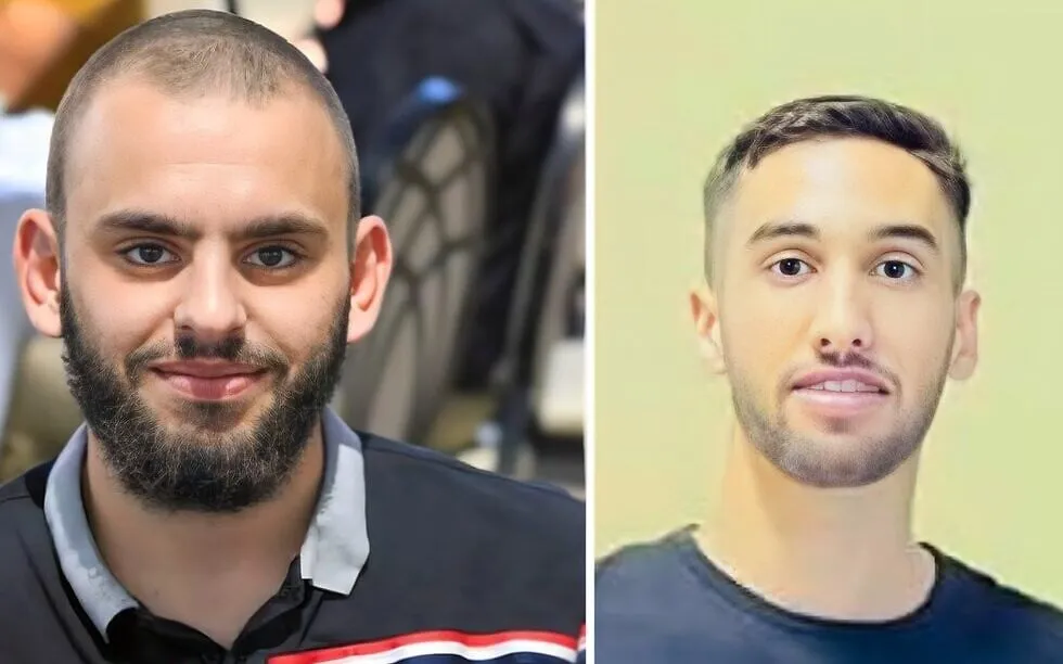 Mohammad Taha, de 21 años, de Qatanna, y Muthanna Amro, de 20 años, de Qubeiba, nombrados por el Shin Bet como los autores de un ataque terrorista mortal en Jerusalén el 8 de septiembre de 2025. 