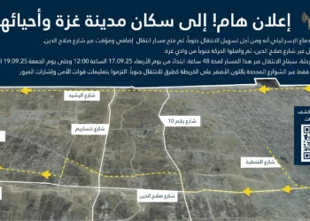 Las FDI anuncian una segunda ruta de evacuación fuera de la ciudad de Gaza