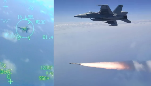 F/A-18E de la Marina de EE. UU. acaba de “derribar” a un F-35B británico