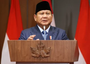El presidente de Indonesia, Prabowo Subianto, habla durante una ceremonia de firma en la Colina del Parlamento en Ottawa, Canadá, el 24 de septiembre de 2025. (Dave Chan / AFP)