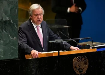 El secretario general de las Naciones Unidas, António Guterres, habla en la sede de las Naciones Unidas, el martes 9 de septiembre de 2025. (Foto AP/Seth Wenig)