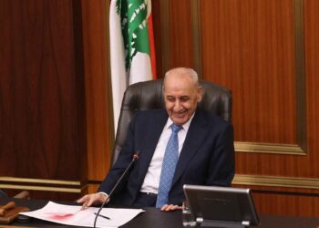 El presidente del Parlamento libanés, Nabih Berri, preside una sesión parlamentaria para elegir presidente, en Beirut, el 9 de enero de 2025. (Anwar Amro / AFP)