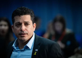 El ministro de Asuntos de la Diáspora, Amichai Chikli, asiste a una conferencia organizada por su ministerio, el 27 de marzo de 2025. (Yonatan Sindel/Flash90)