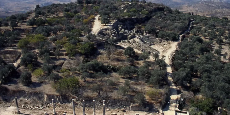 El yacimiento arqueológico de Sebastia en Cisjordania, en una fotografía distribuida el 20 de noviembre de 2025. (COGAT)
