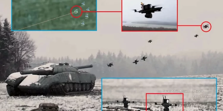 Auterion: Ataque de enjambre híbrido con drones guiados por IA