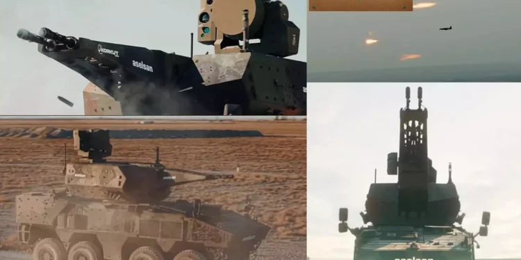 El sistema móvil KORKUT 140/35 de ASELSAN derriba un dron