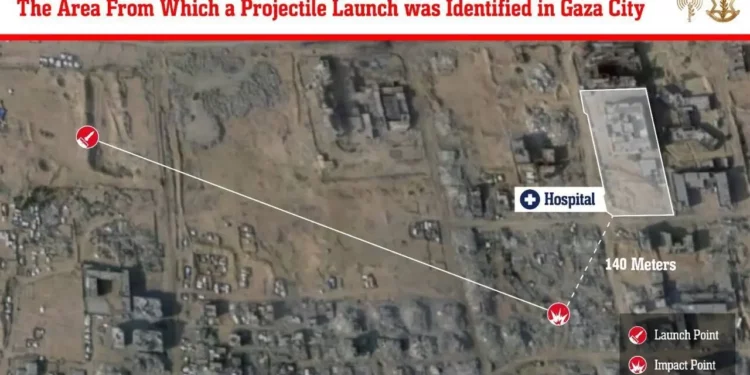 Gráfico de las Fuerzas de Defensa de Israel que muestra el lanzamiento fallido de un cohete desde la ciudad de Gaza, que impactó en la Franja de Gaza, el 8 de enero de 2026. (Fuerzas de Defensa de Israel)