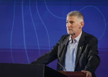 Leader of the Democrats party Yair Golan attends a conference at Givat Haviva, January 6, 2026 (Tal Gal/Flash90)