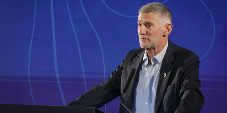 Leader of the Democrats party Yair Golan attends a conference at Givat Haviva, January 6, 2026 (Tal Gal/Flash90)