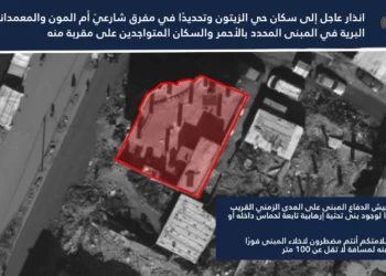 Las FDI ordenan evacuar un edificio en Zeitoun antes de ataque