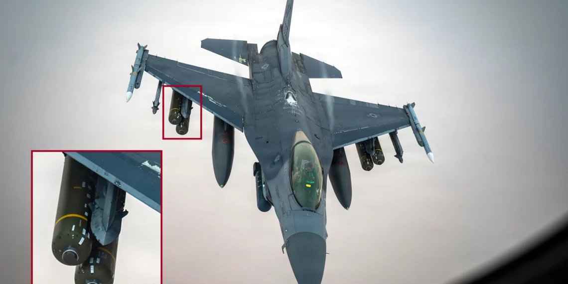 F-16 estadounidense con munición de denegación de área