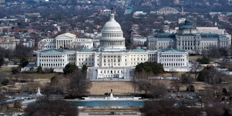 El Capitolio de los Estados Unidos, visto el 24 de febrero de 2026 en Washington, antes del discurso sobre el Estado de la Unión del presidente estadounidense Donald Trump. (Foto AP/Jose Luis Magana)