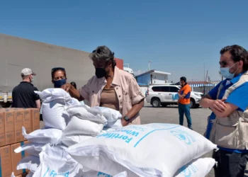 Ilustración: Linda Thomas-Greenfield, embajadora de Estados Unidos ante las Naciones Unidas, examina material de ayuda humanitaria en el paso fronterizo de Bab al-Hawa, entre Turquía y Siria, el 3 de junio de 2021. (Embajada de Estados Unidos en Turquía vía AP, archivo)