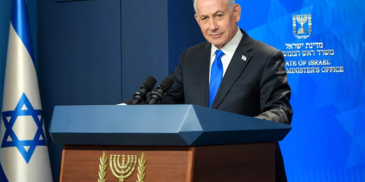 El primer ministro Benjamin Netanyahu da una declaración el 13 de mayo de 2026. (Maayan Toaf/GPO)