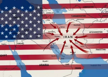 Trump publica un mapa cubierto por la bandera estadounidense con flechas que apuntan a Irán